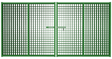 Ворота распашные из сетки гиттер зеленые