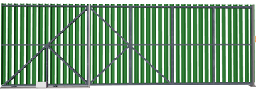 Ворота откатные из евроштакетника зеленые